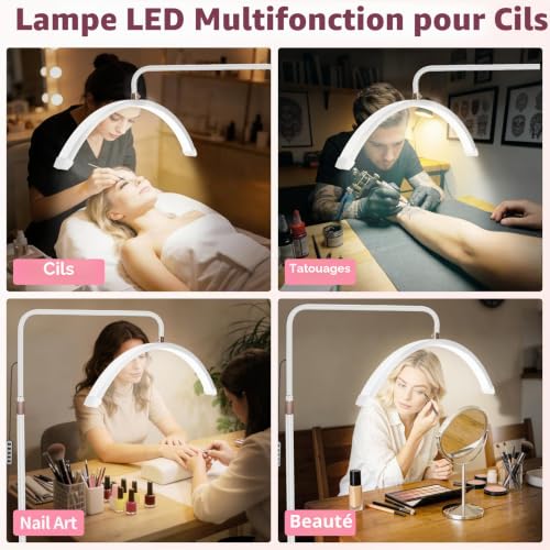 Detalle de Diesisa Lampe Demi-Lune pour Extensions de Cils – Lumière réglable, rotation à 360° et support smartphone
