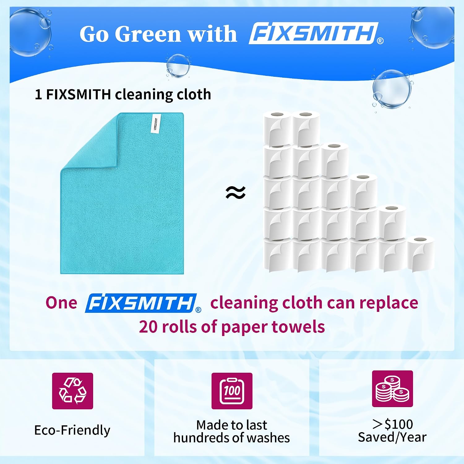 Thumbnail 5 de FIXSMITH Microfiber Cleaning Cloths 12 x 16 in