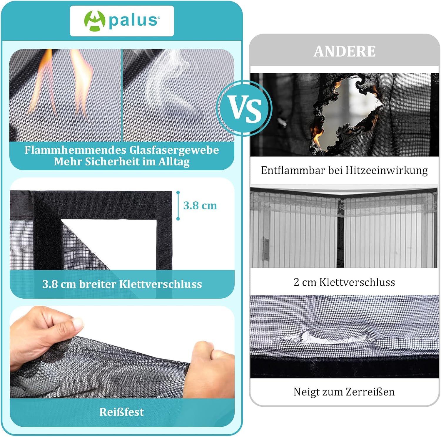 Thumbnail 1 de Apalus VP Pro Premium Fliegengitter für Balkontüren – 100x220 cm, Glasfaser, magnetischer Verschluss