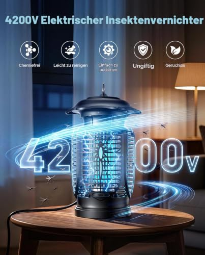 Detalle 2 de KITBEZN Insektenvernichter Elektrisch 20W UV‑Lampe, 4200V, IPX4 – Mückenfalle für Innen und Außen