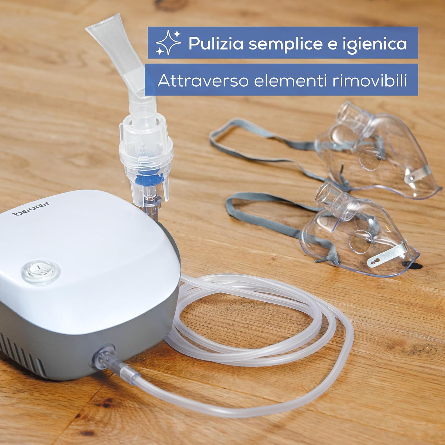 Detalle de Beurer IH 18 Aerosol ad aria compressa con compressore CC – kit completo 8 pezzi