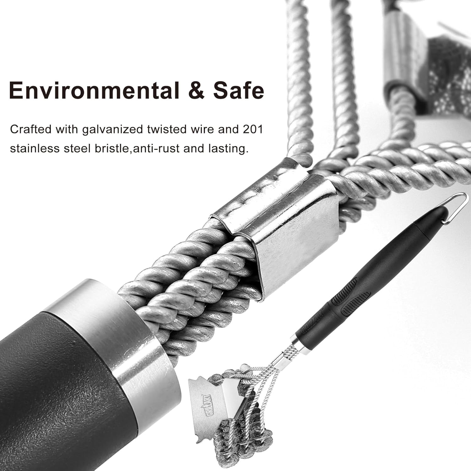 Detalle de Bristle Free Grill Brush and Scraper (18'' Stainless) for Porcelain, Gas, Charcoal Grills