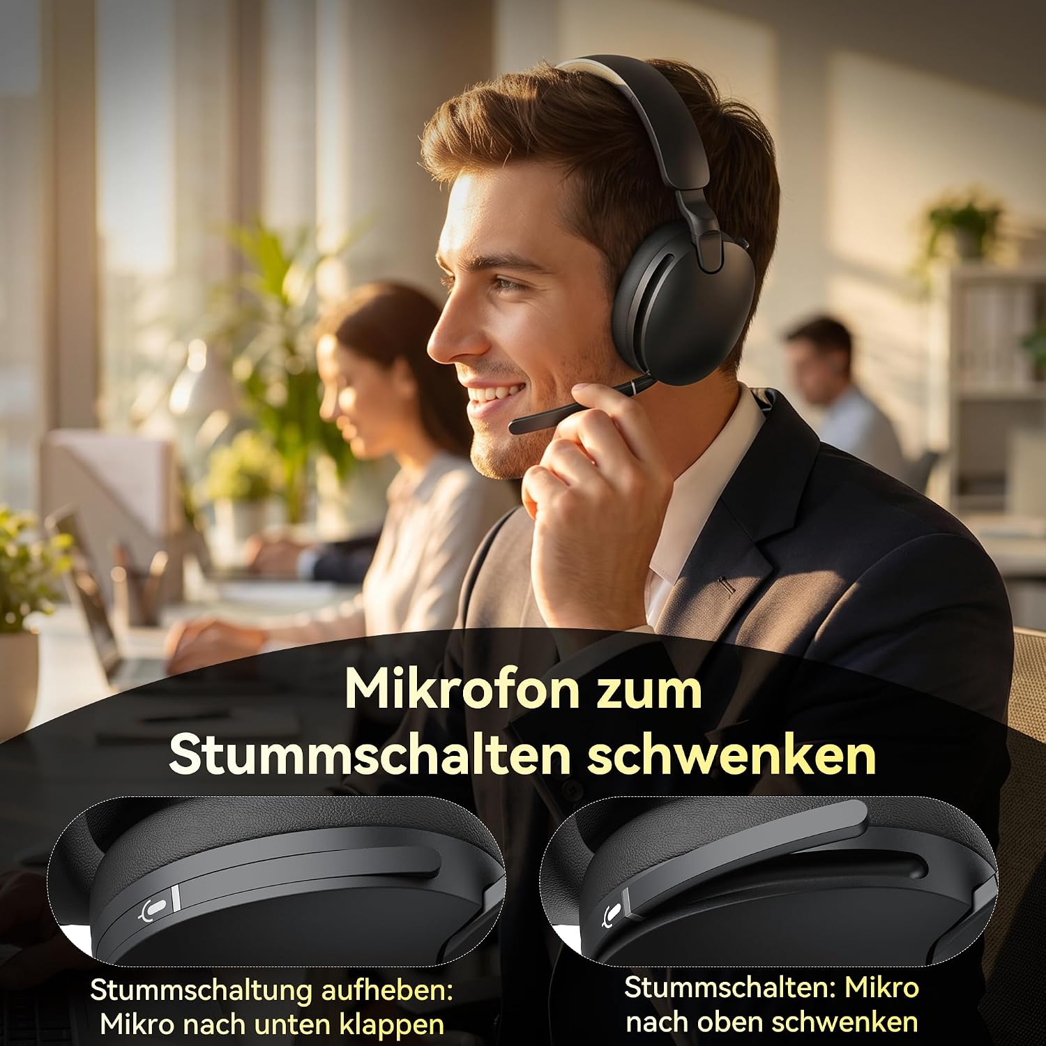 Detalle 2 de TECKNET Hybrid ANC Kopfhörer V5.4 Bluetooth: Vielseitiger Over-Ear-Kopfhörer mit ANC, Dual-Device-Übertragung und 100 Std. Laufzeit