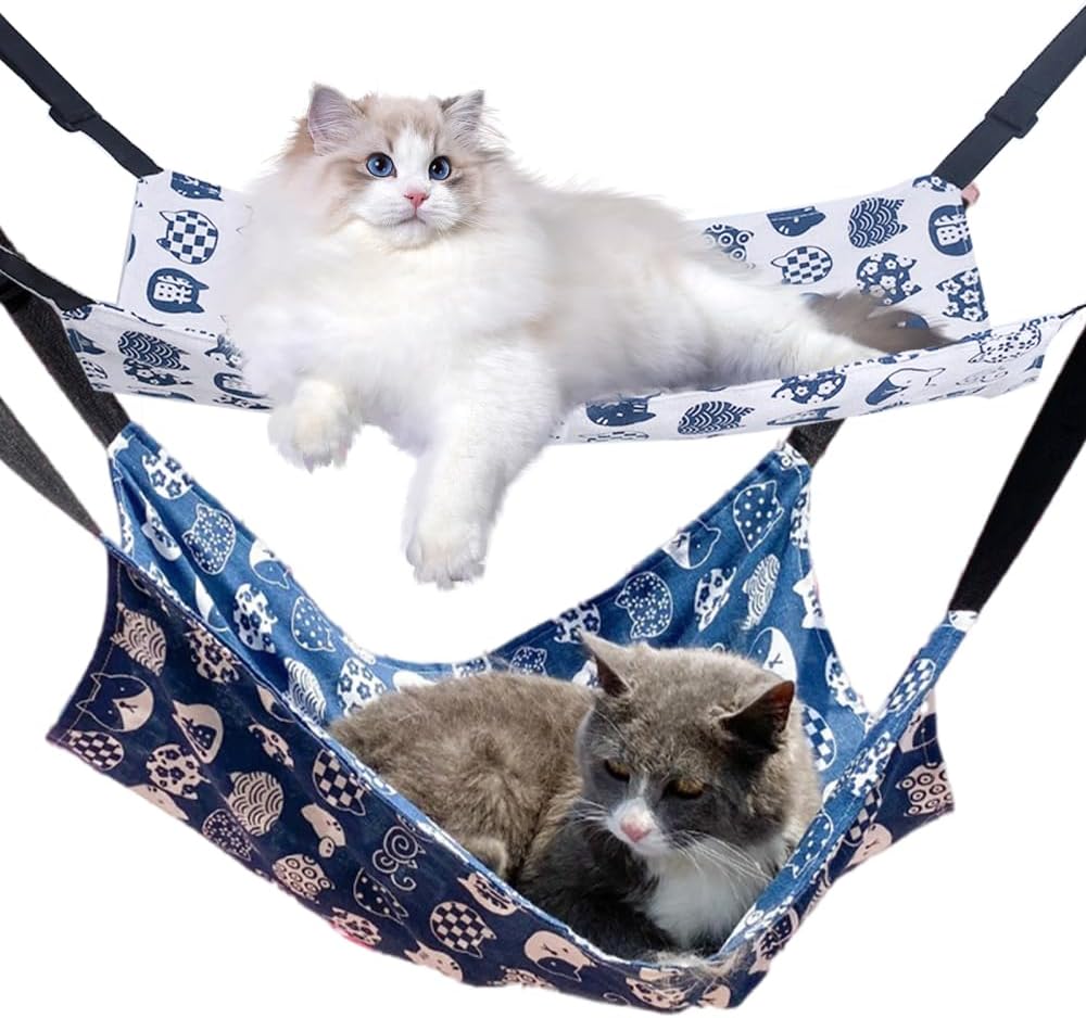 Detalle de Cat Hammock Bed 2PCS: Breathable Hanging Pet Bed with 4 Hooks