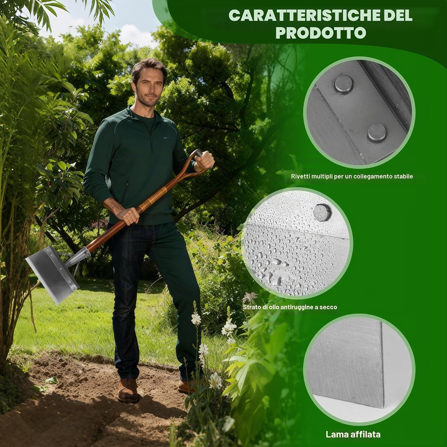 Detalle de Pala Multifunzionale per la Pulizia da 20 cm: strumento versatile per giardino, diserbo e rimozione neve