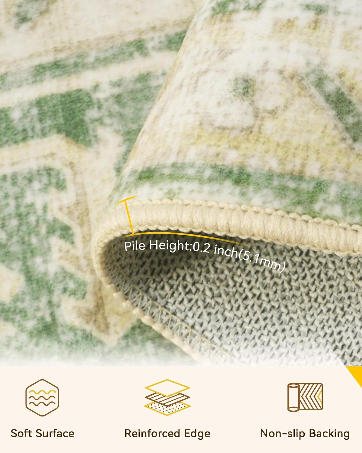 Thumbnail 4 de RELEANY 8'x10' Washable Floral Area Rug ๐งฉ