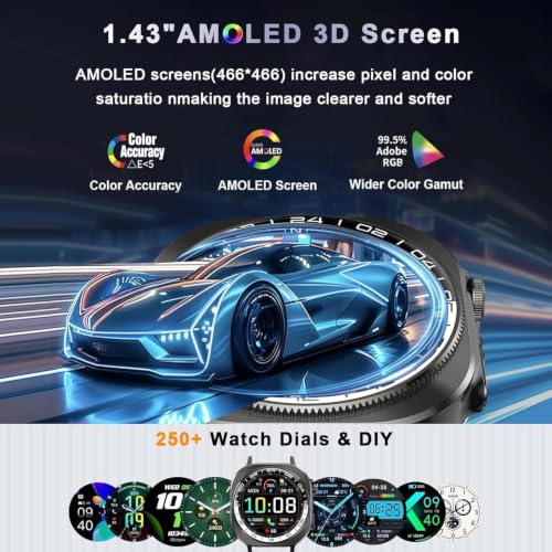 Detalle 2 de Reloj Inteligente UAUE Hombre GPS Militar con AMOLED 1.43" y baterías de larga duración