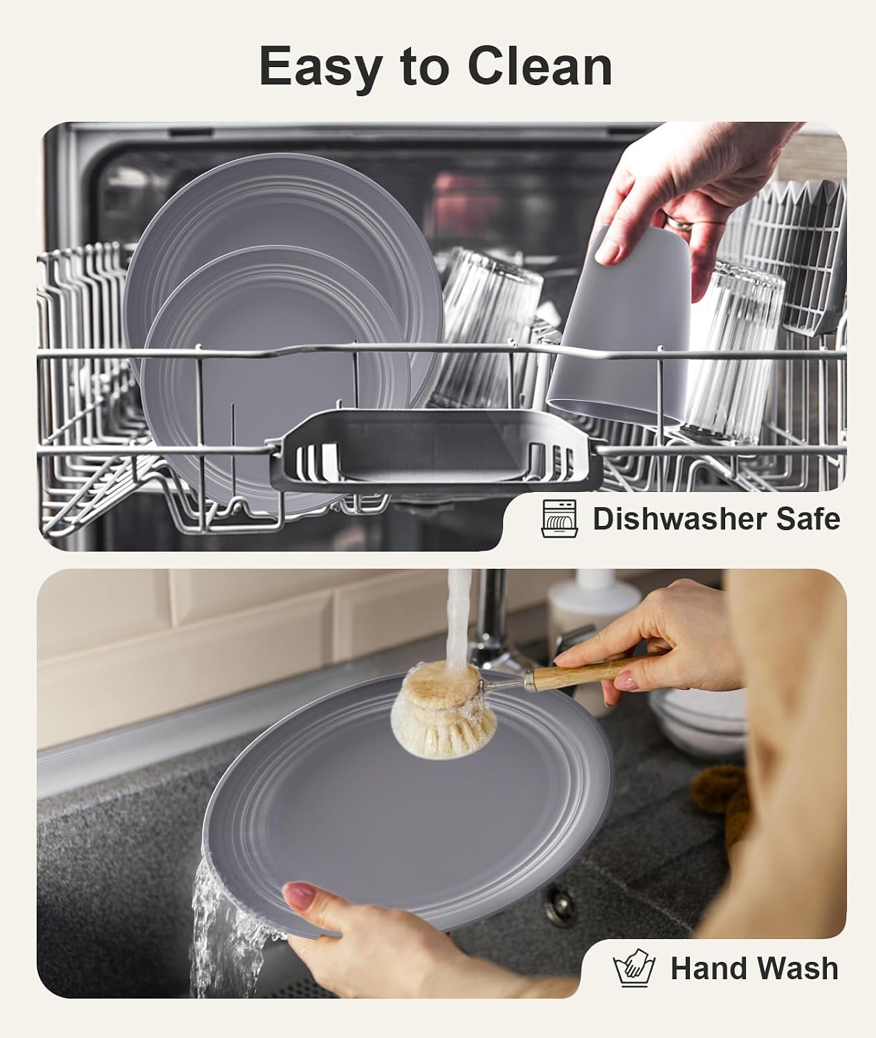 Thumbnail 6 de Quatish 24 Piece Dinnerware Set for 6: Unbreakable, Dishwasher & Microwave Safe Plastic Plates and Bowls