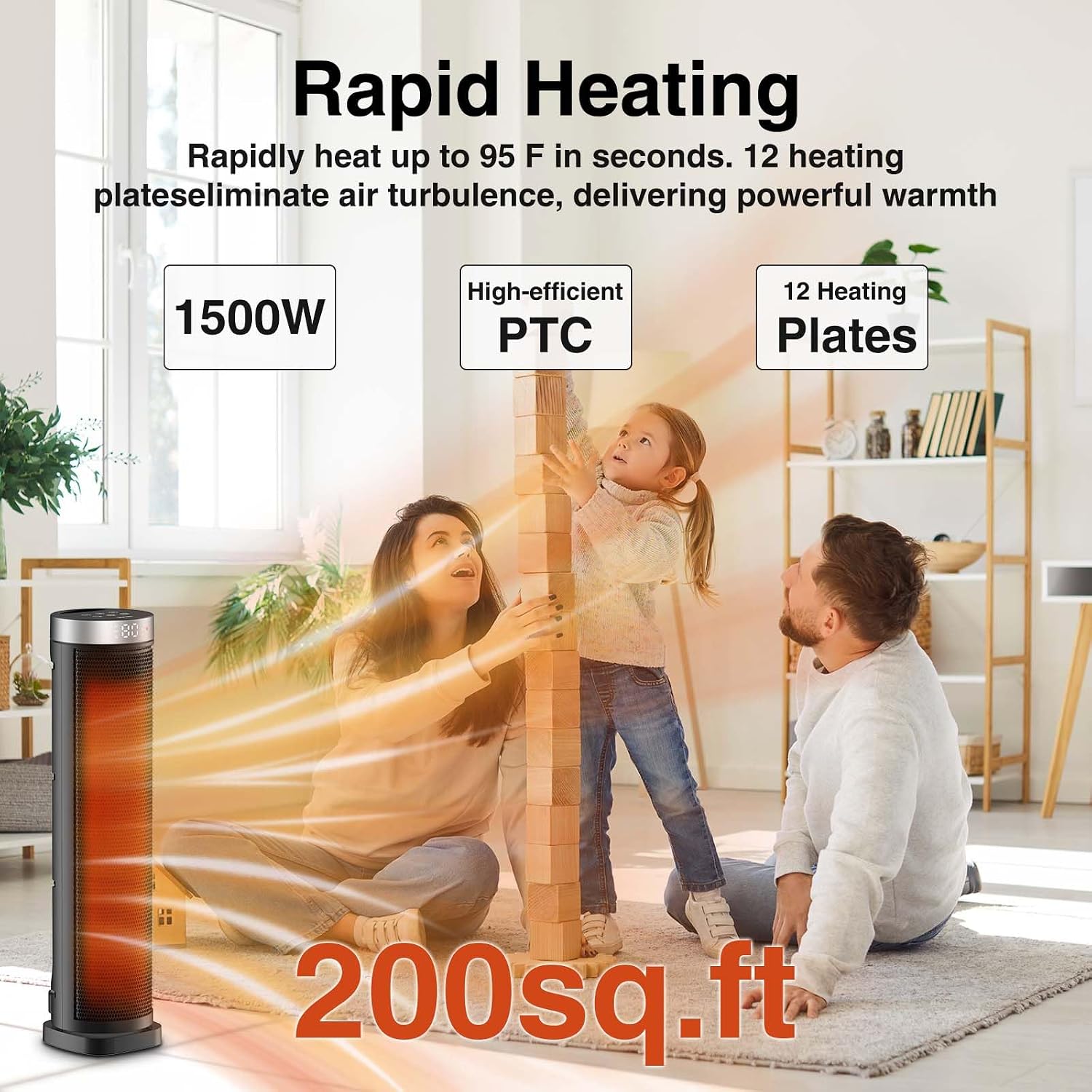 Thumbnail 2 de 70° Oscillating Space Heater ⚡
