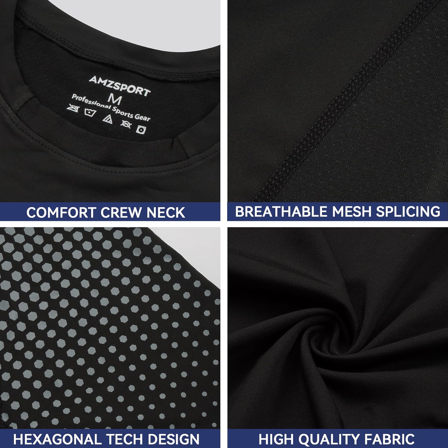 Thumbnail 4 de AMZSPORT Herren Kompressionsshirt Kurzarm – Maglietta sportiva a compressione per allenamenti intensi