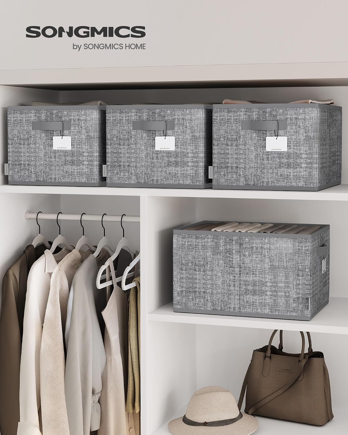 Detalle de SONGMICS ROB440G01 Cestas plegables 40 x 30 x 24 cm