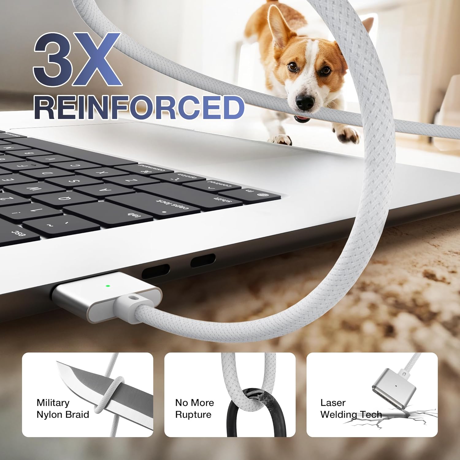 Detalle 2 de Hugener Magnetic 3 Cable USB-C 6.6FT — 140W charger cable