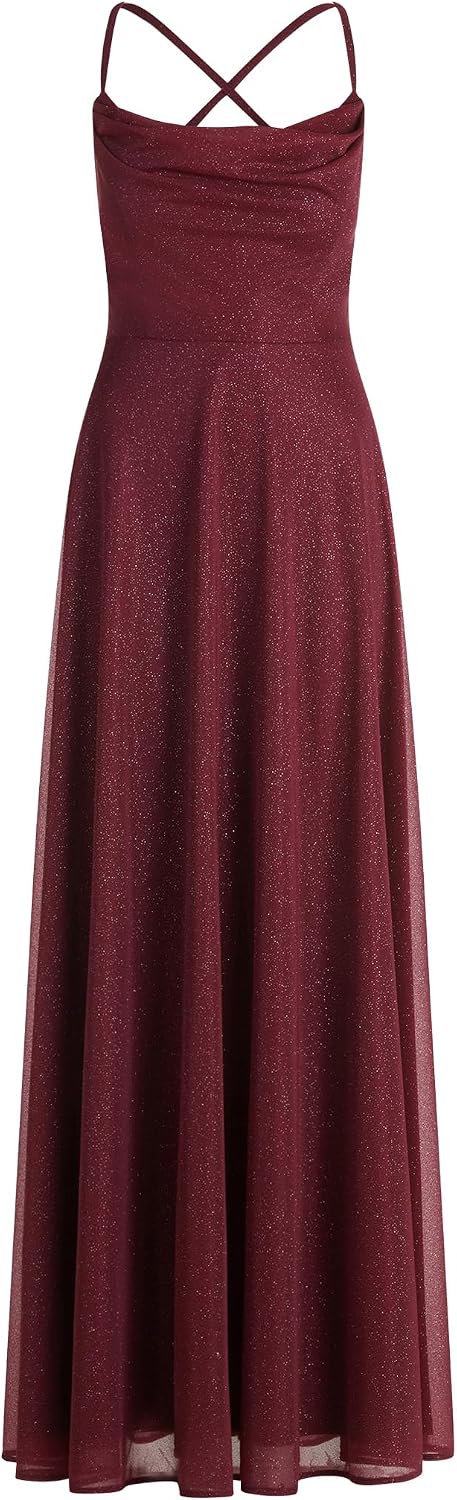 Robe de soirée Vera Mont à encolure bénitier – élégance fluide et scintillante