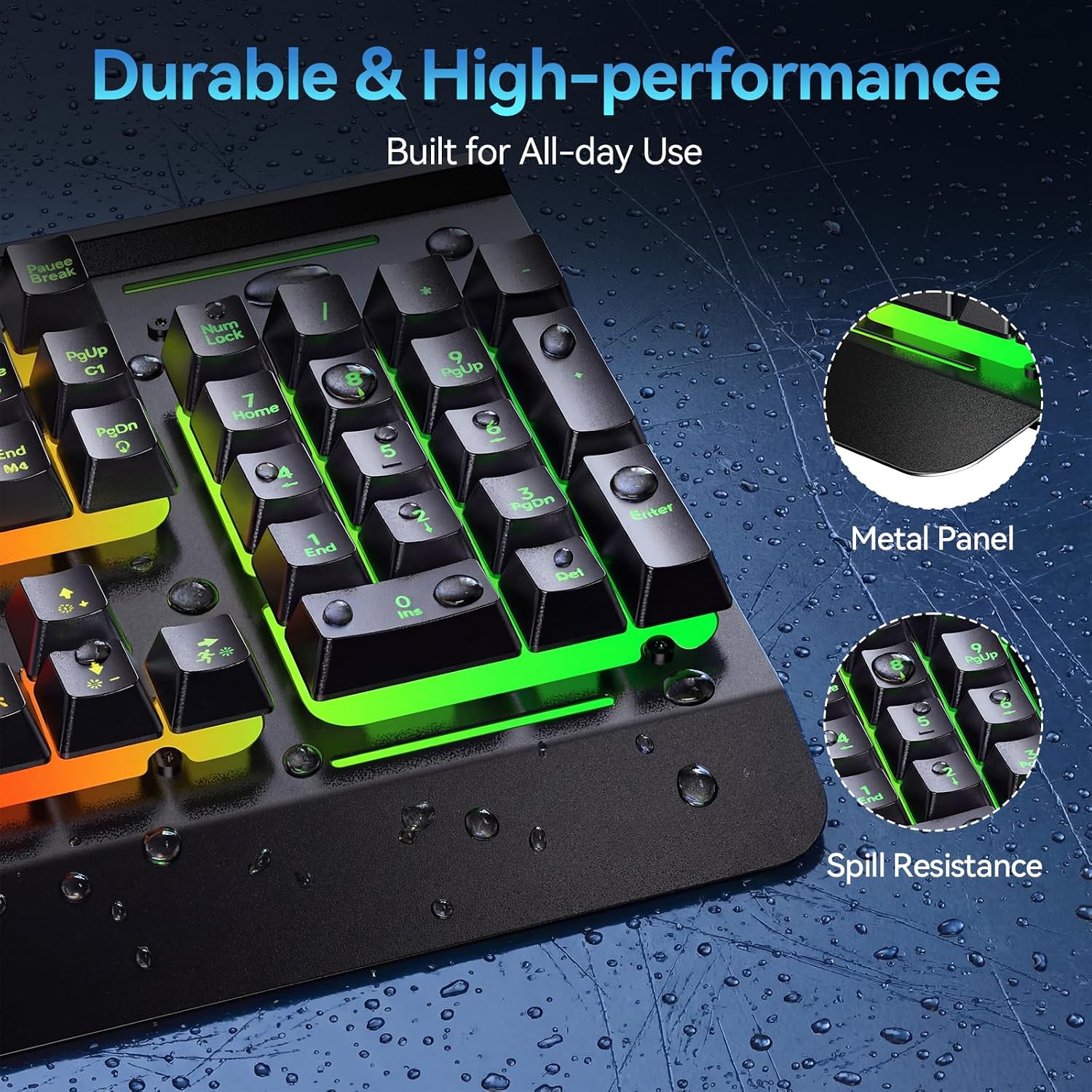 Thumbnail 6 de TECKNET Wireless Gaming Keyboard with 2.4G + Wired Connectivity, 15-Zone RGB, 4000mAh Battery