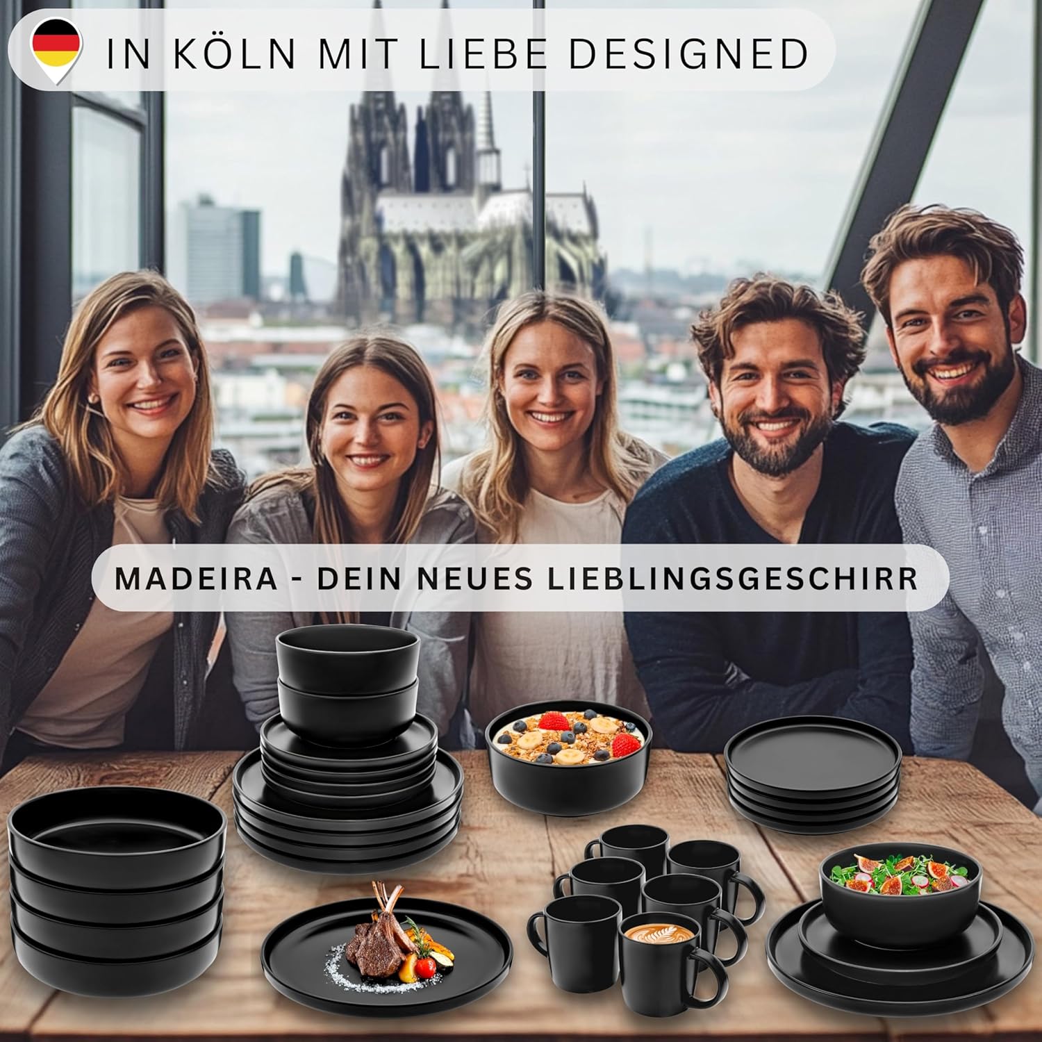 Thumbnail 5 de SÄNGER Madeira Tafelservice 24-teilig aus Steingut für 6 Personen – schwarz matt (VALUE COLLECTION)