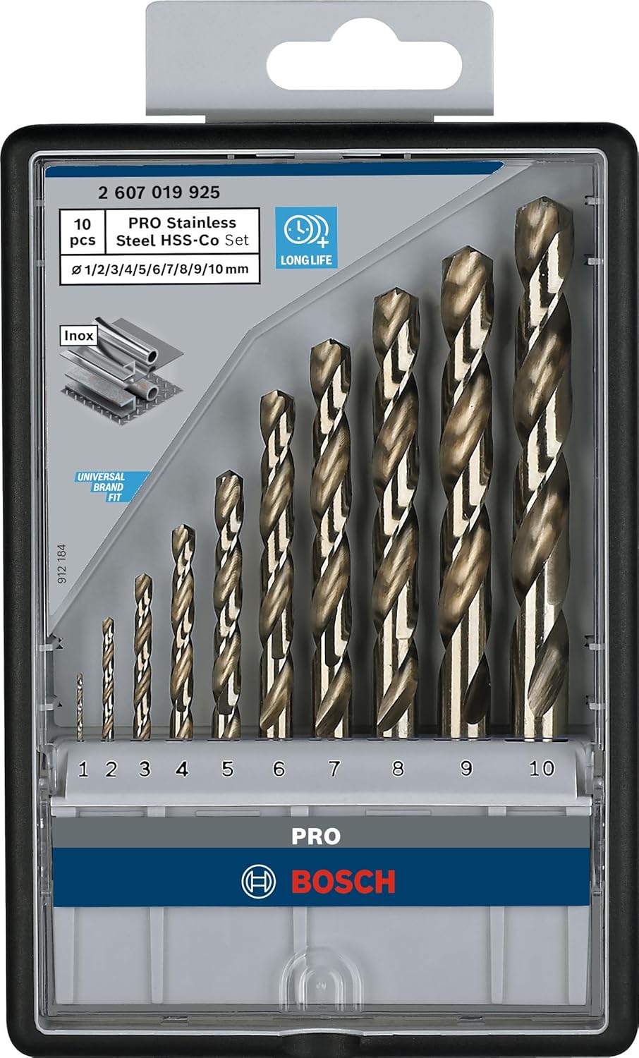 Thumbnail 1 de Bosch Accessories 2607019925 : kit de forets à métaux rectifiés HSS-Co Robust Line DIN 338 (10 pièces)