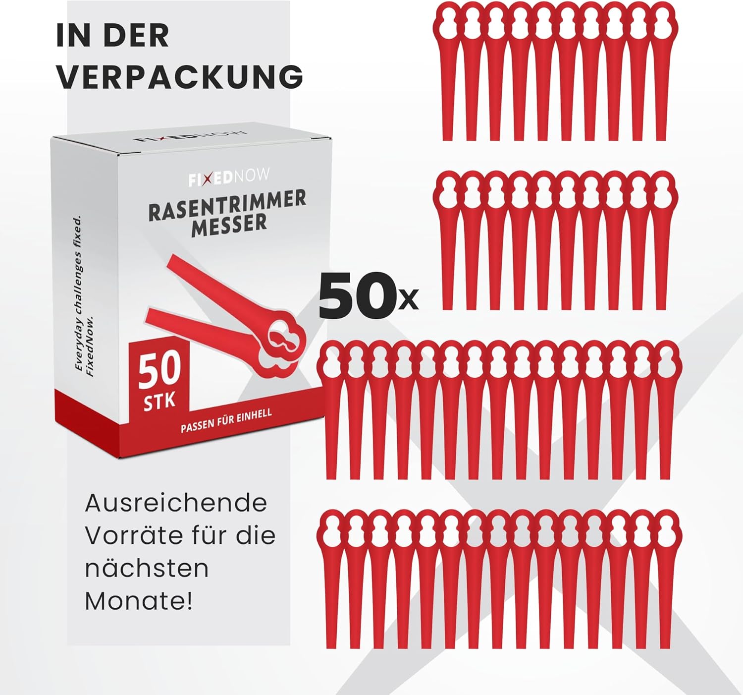 Thumbnail 4 de FixedNow 50 Ersatzmesser für Einhell Rasentrimmer (Kunststoff) – kompatibel mit ausgewählten GE/GC/BG/RG-Modellen