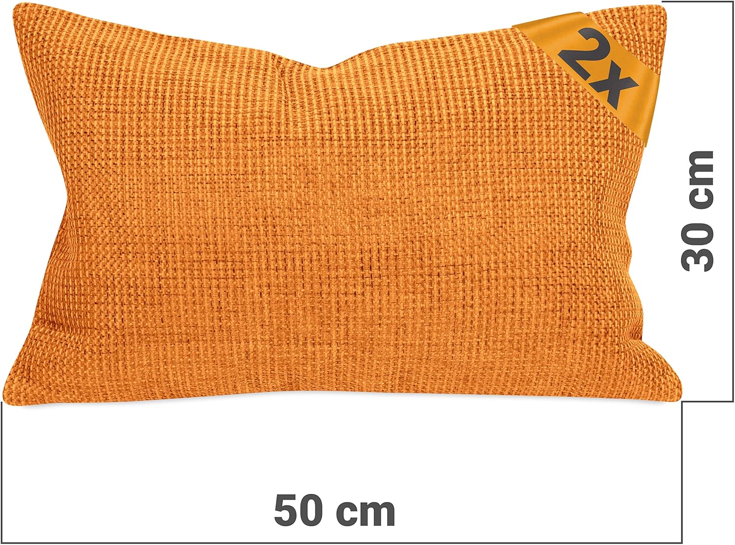 Thumbnail 2 de Lot de 2 Housse de Coussin 30x50 Orange chiné – Texture épurée et design raffiné