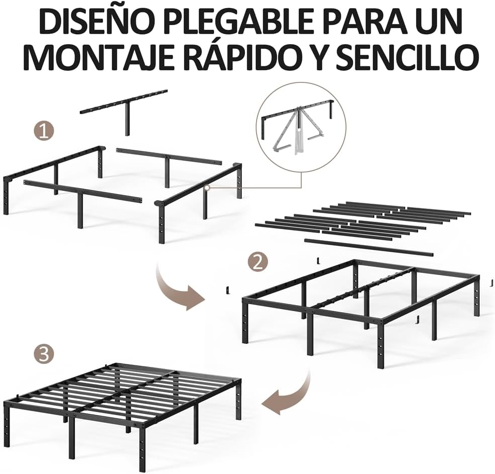 Thumbnail 5 de Yaheetech Bastidor de Cama Metálico 140x200