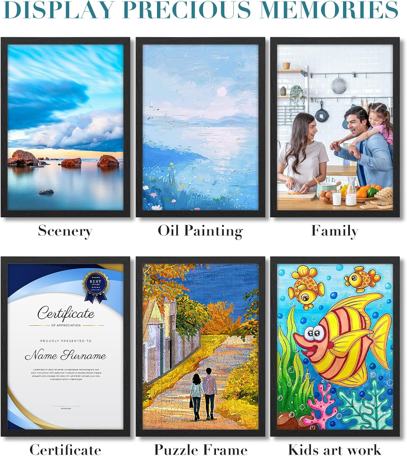 Thumbnail 6 de FamiPrts 16x20 Frame: Wooden Picture Frame in Black with Dual Orientation