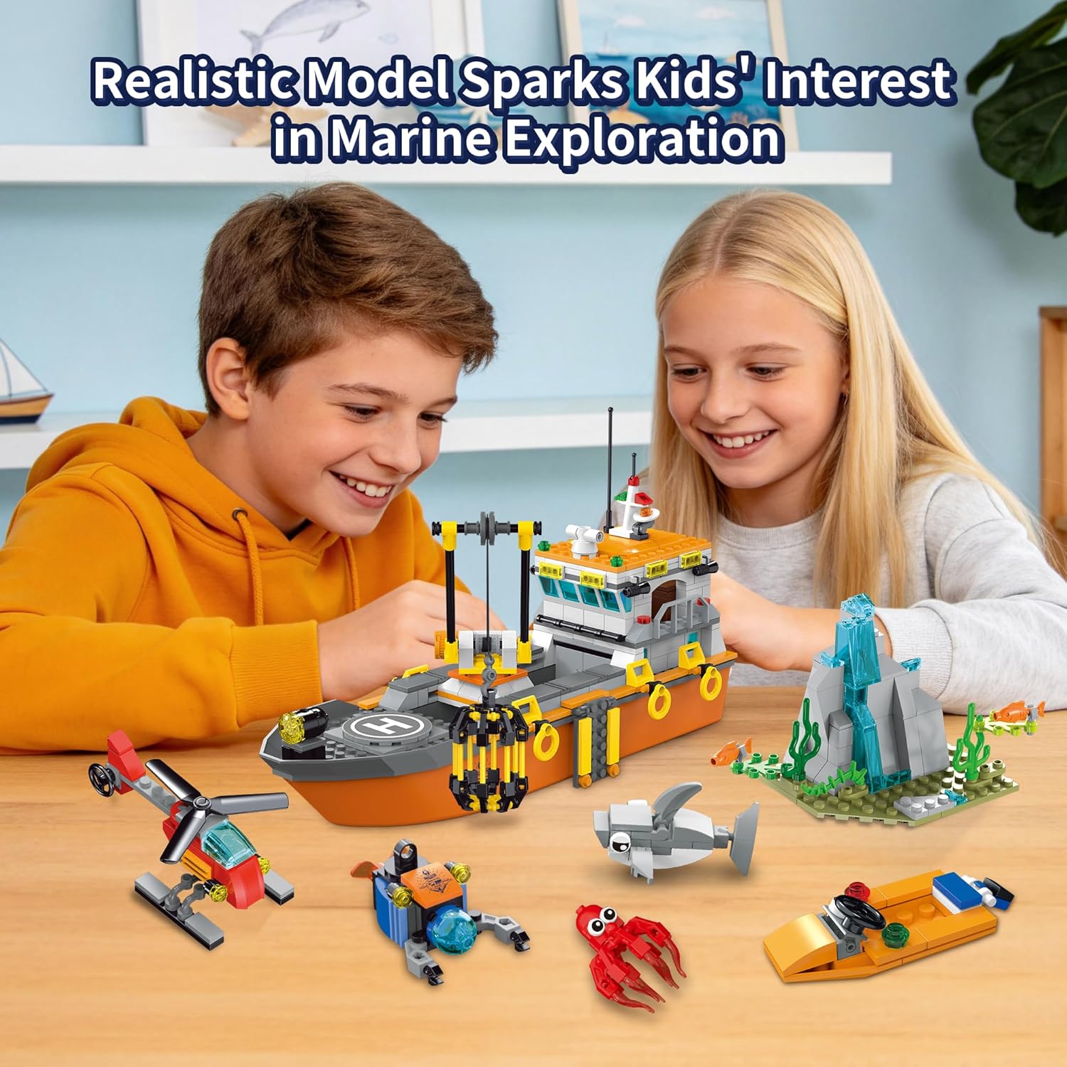 Thumbnail 2 de AKWME City Ocean Explorer - Bateau de Construction LED et Accessoires d’Exploration (6–12 ans)