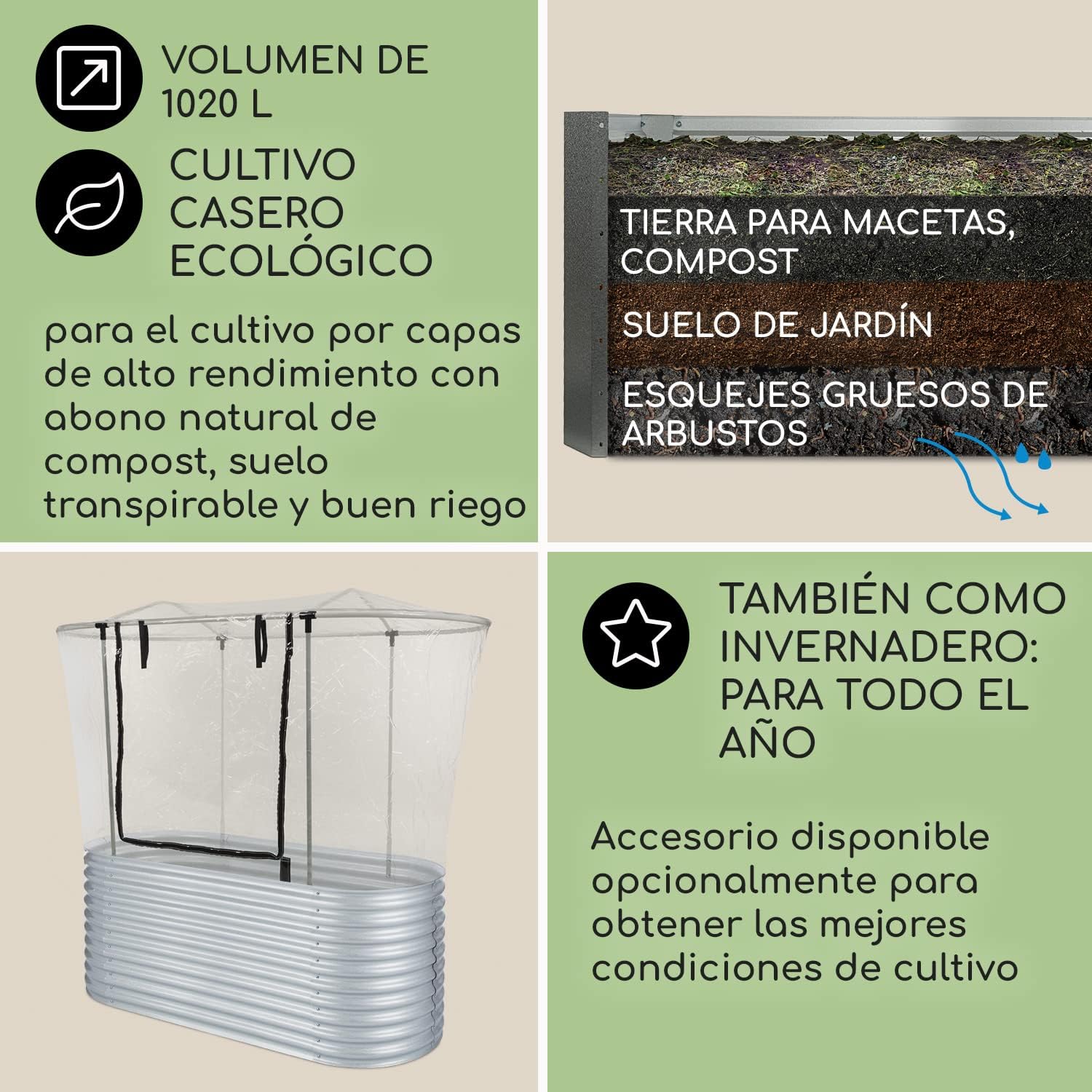 Thumbnail 3 de blumfeldt Jardineras Elevadas Exterior 1257L para Jardín y Huerto