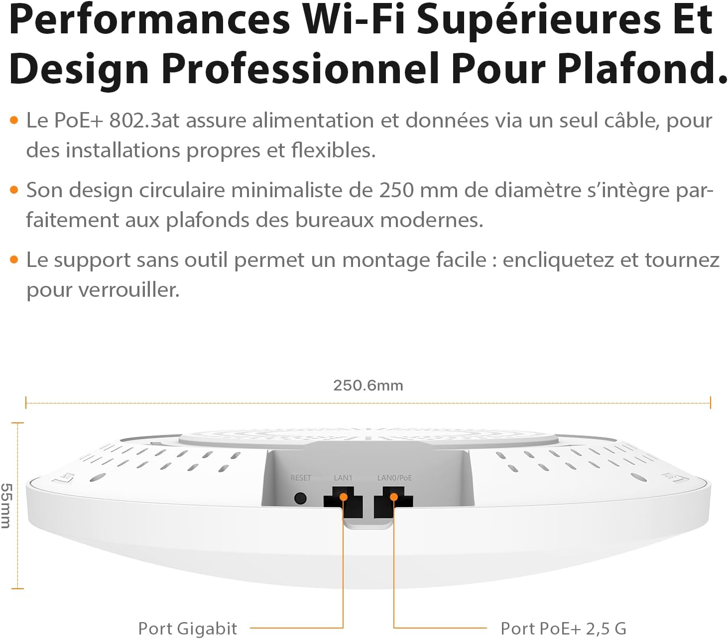 Thumbnail 5 de Tenda I36 Wi‑Fi 7 double bande BE5010 : point d’accès Wi‑Fi avec 2,5G PoE+