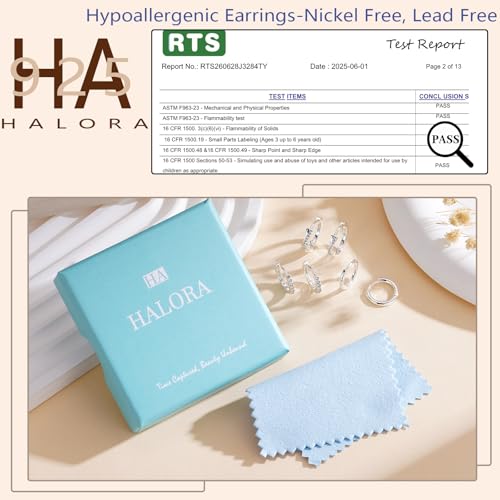 Thumbnail 2 de Halora Silver Earrings for Women: 3-Pair Sterling Silver Hoop Set with Hypoallergenic CZ Hoops