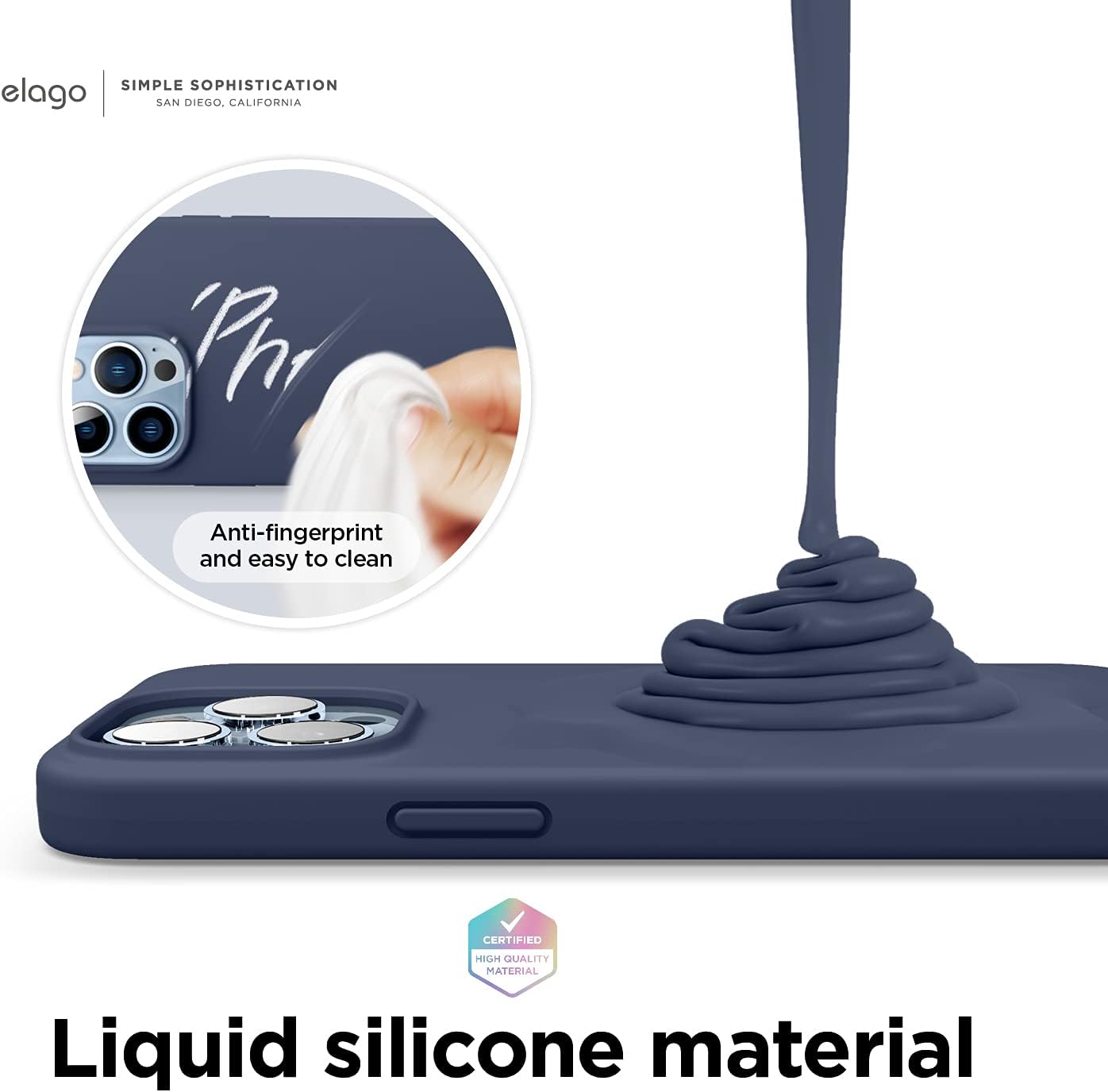 Thumbnail 3 de elago Liquid Silicone Case for iPhone 13 Pro (6.1") in Jean Indigo – full-body 3-layer protection