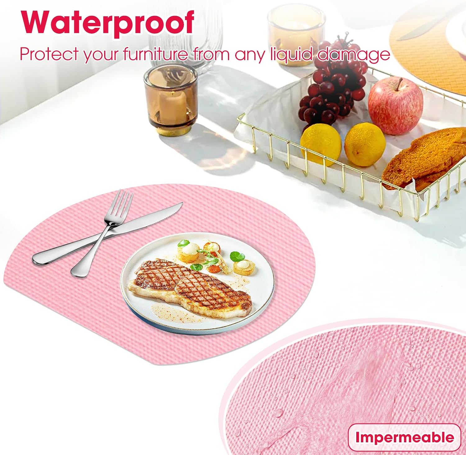 Thumbnail 4 de ALIUNI Pink PVC Drawer and Shelf Liner, Non-Adhesive, Waterproof, 12 in x 10 ft