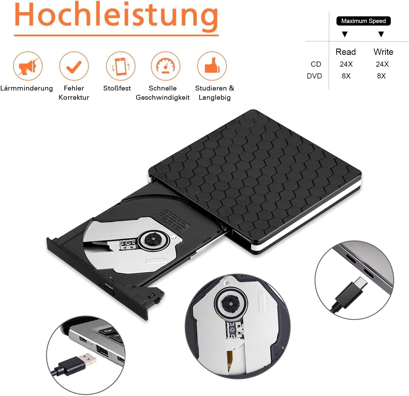 Thumbnail 6 de Amicool External DVD Drive USB‑C Brenner