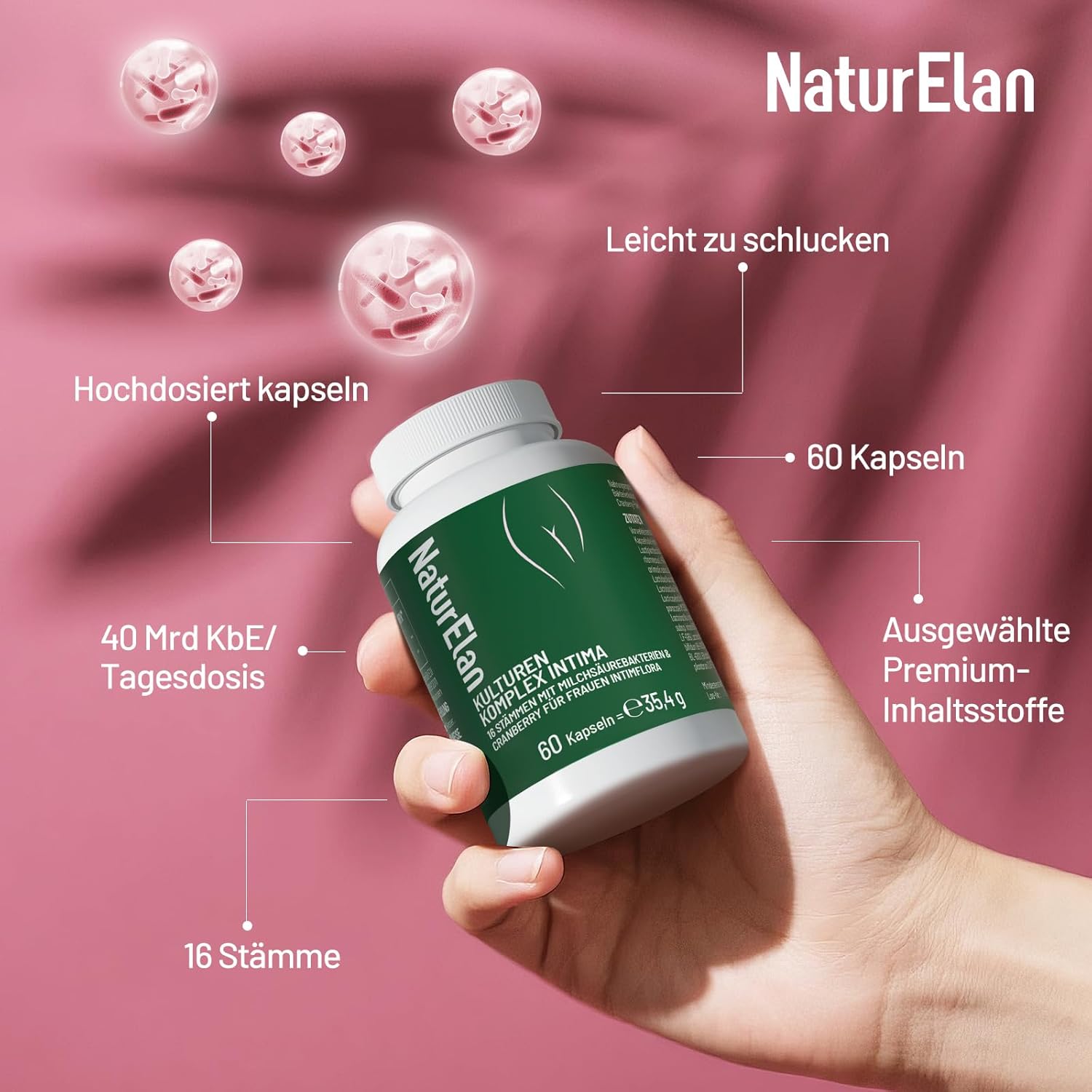 Thumbnail 2 de Kulturen Komplex für Frauen Intimflora mit 16 Bakterienstämmen & Cranberry, 60 Kapseln