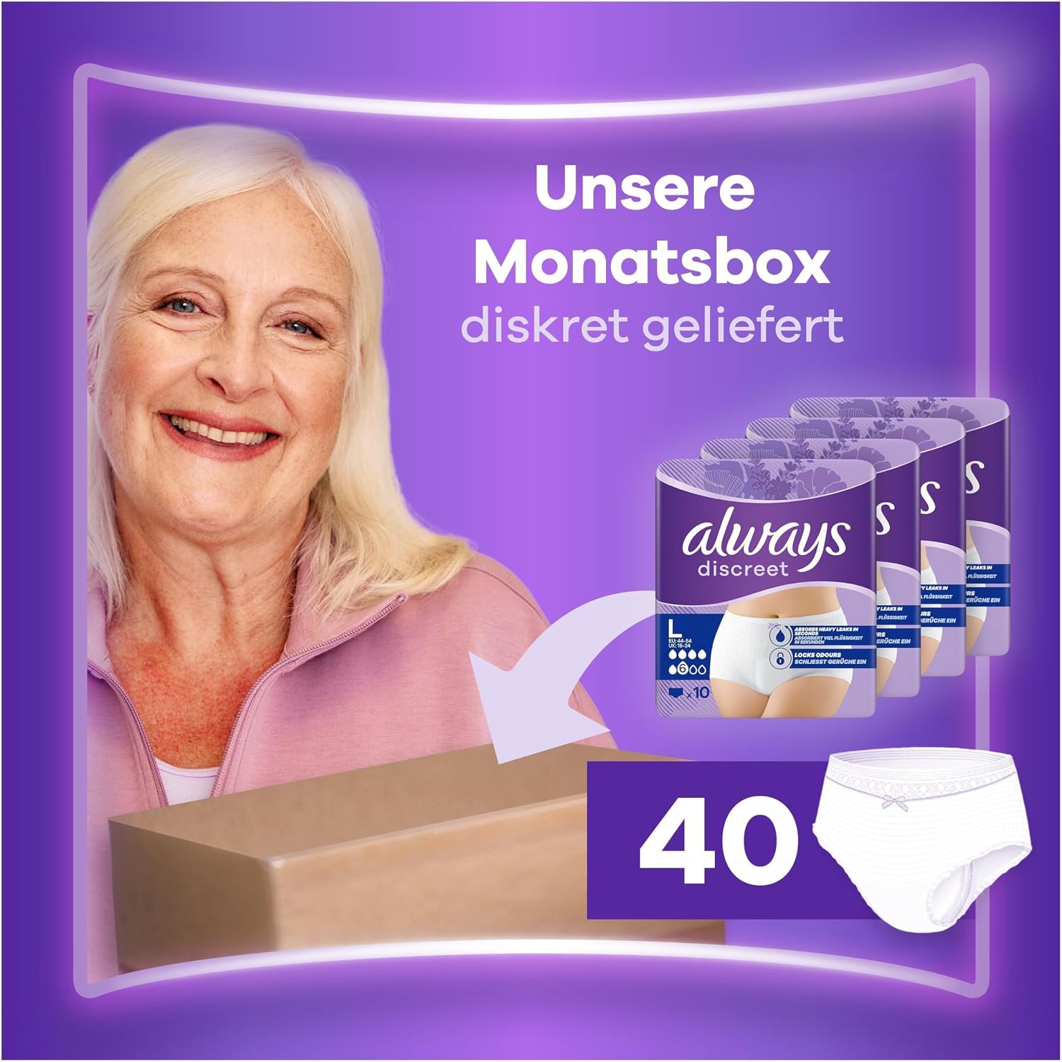 Detalle 2 de Always Discreet Inkontinenz-Höschen L 40 Stück