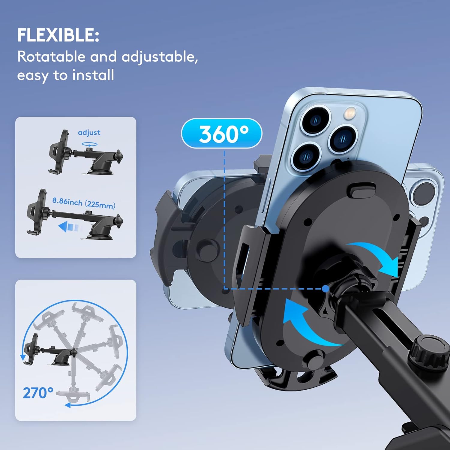 Thumbnail 4 de ANCOOLE Car Phone Holder with strong suction cup