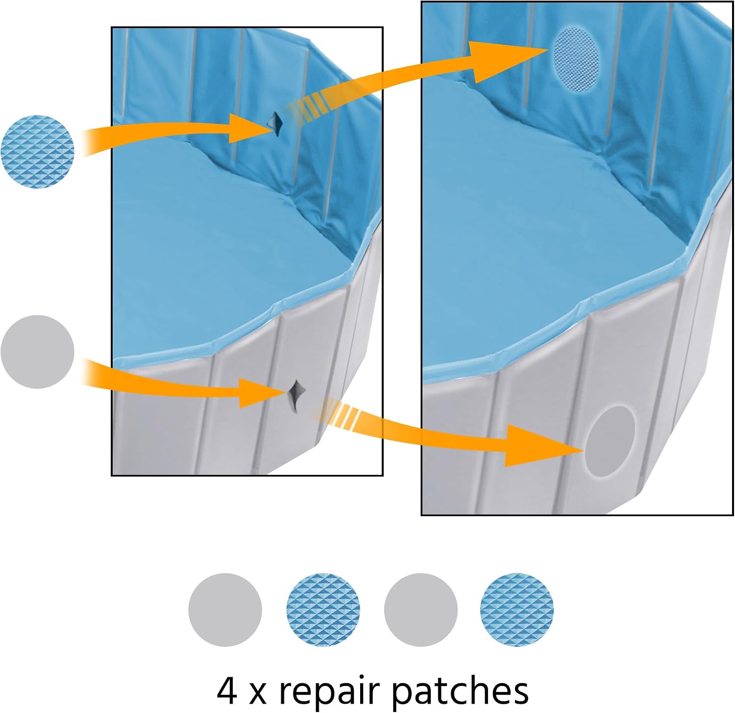 Thumbnail 6 de Yaheetech Hundepool faltbar 120 x 30 cm – Anti-Rutsch-Pool für Hunde mit Ablassventil, Badebürste und Reparaturflicken