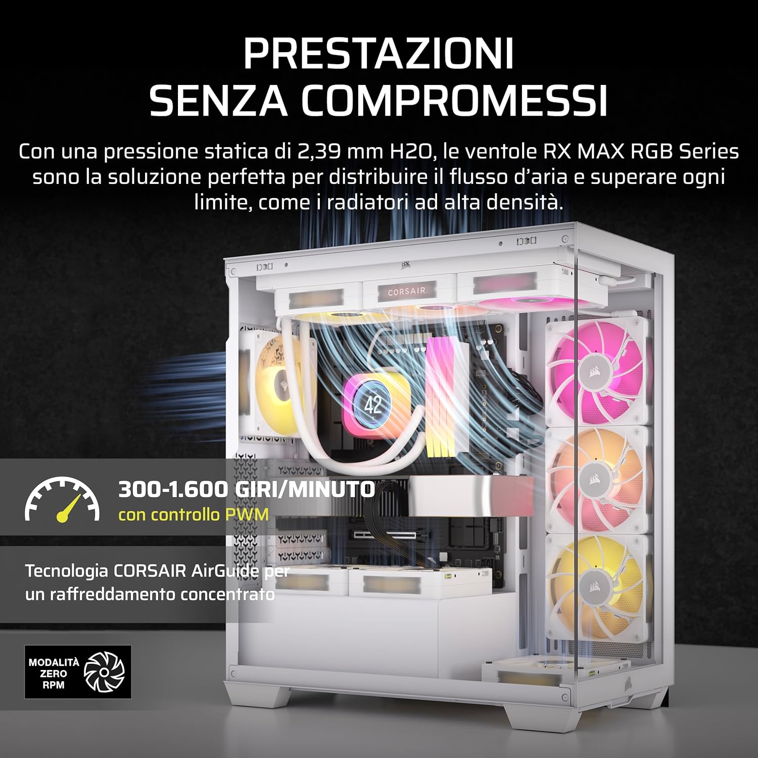 Thumbnail 3 de CORSAIR iCUE LINK RX140 MAX RGB 140mm PWM Ventola con iCUE LINK System Hub (RX140 MAX) — bianco