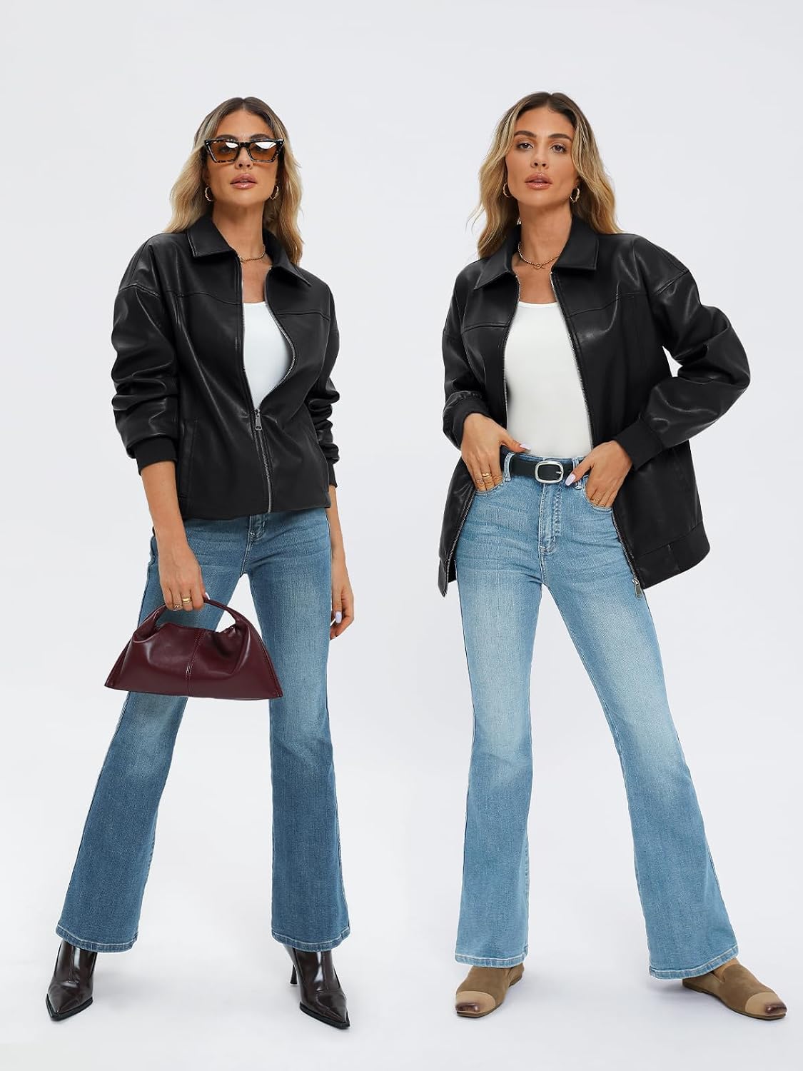 Detalle de AUTOMET Faux Leather Bomber Jacket