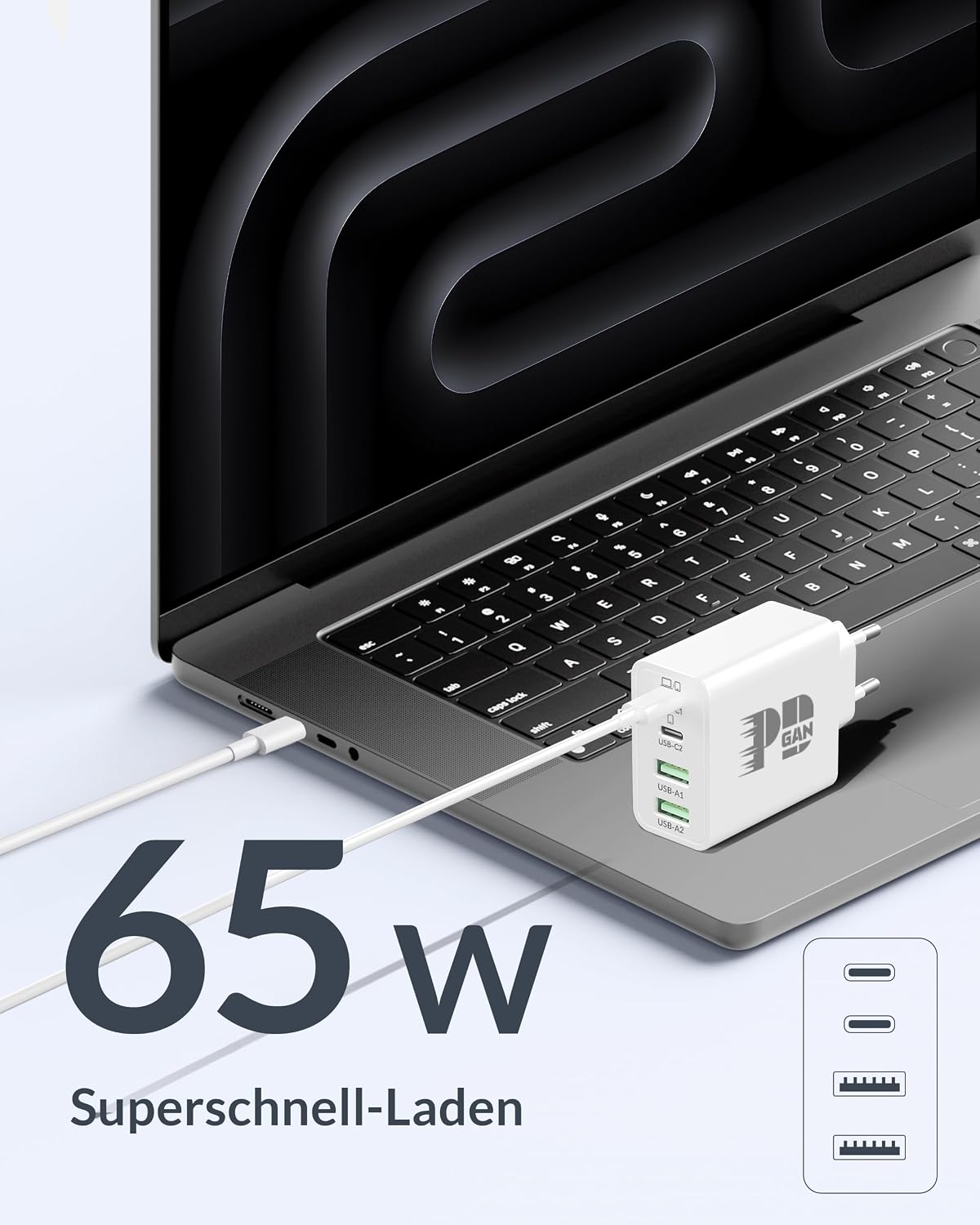 Detalle 2 de 65W USB-C Ladegerät 4-Port GaN