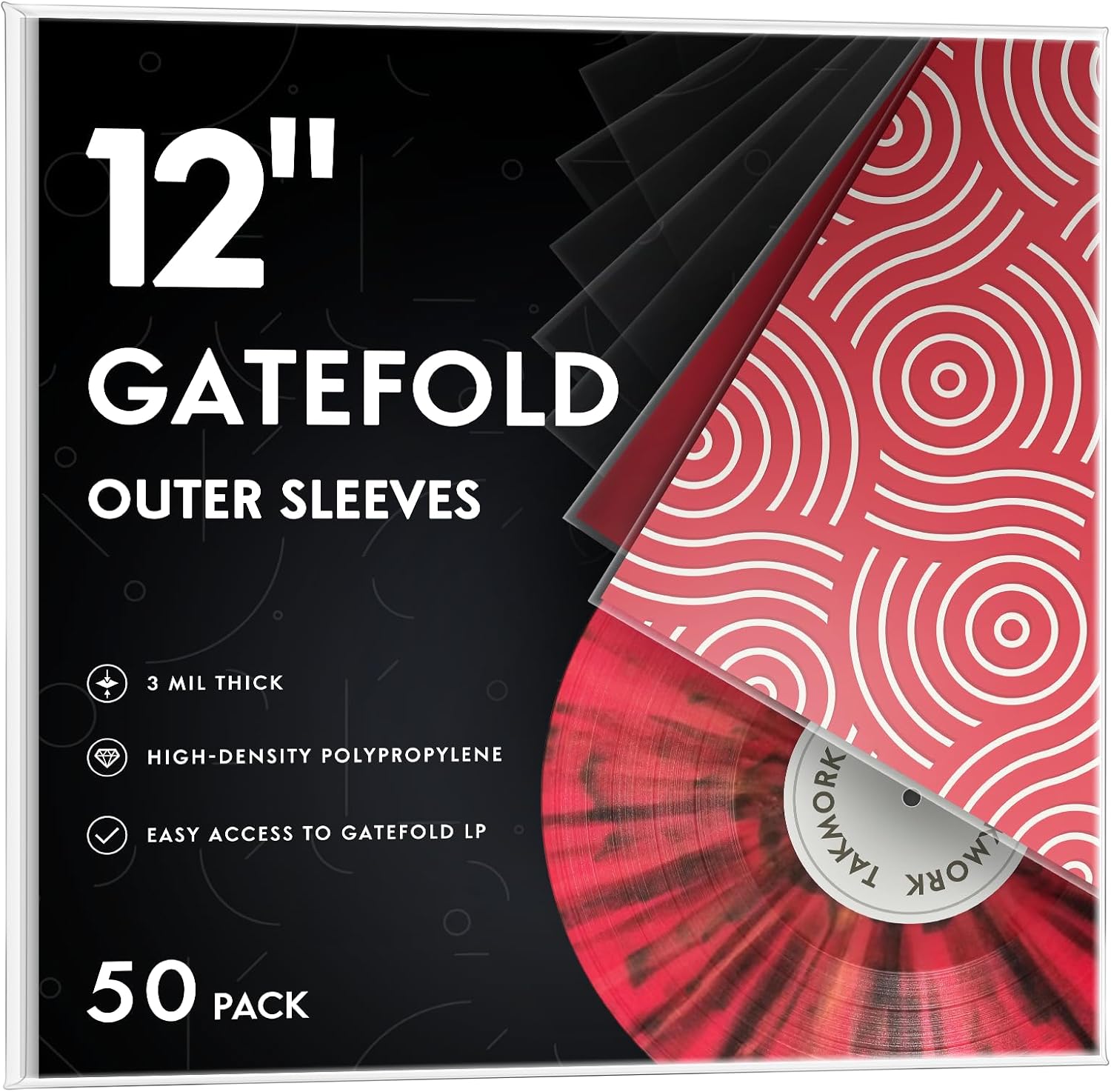 TAKMORK Gatefold Record Sleeves 50-Pack