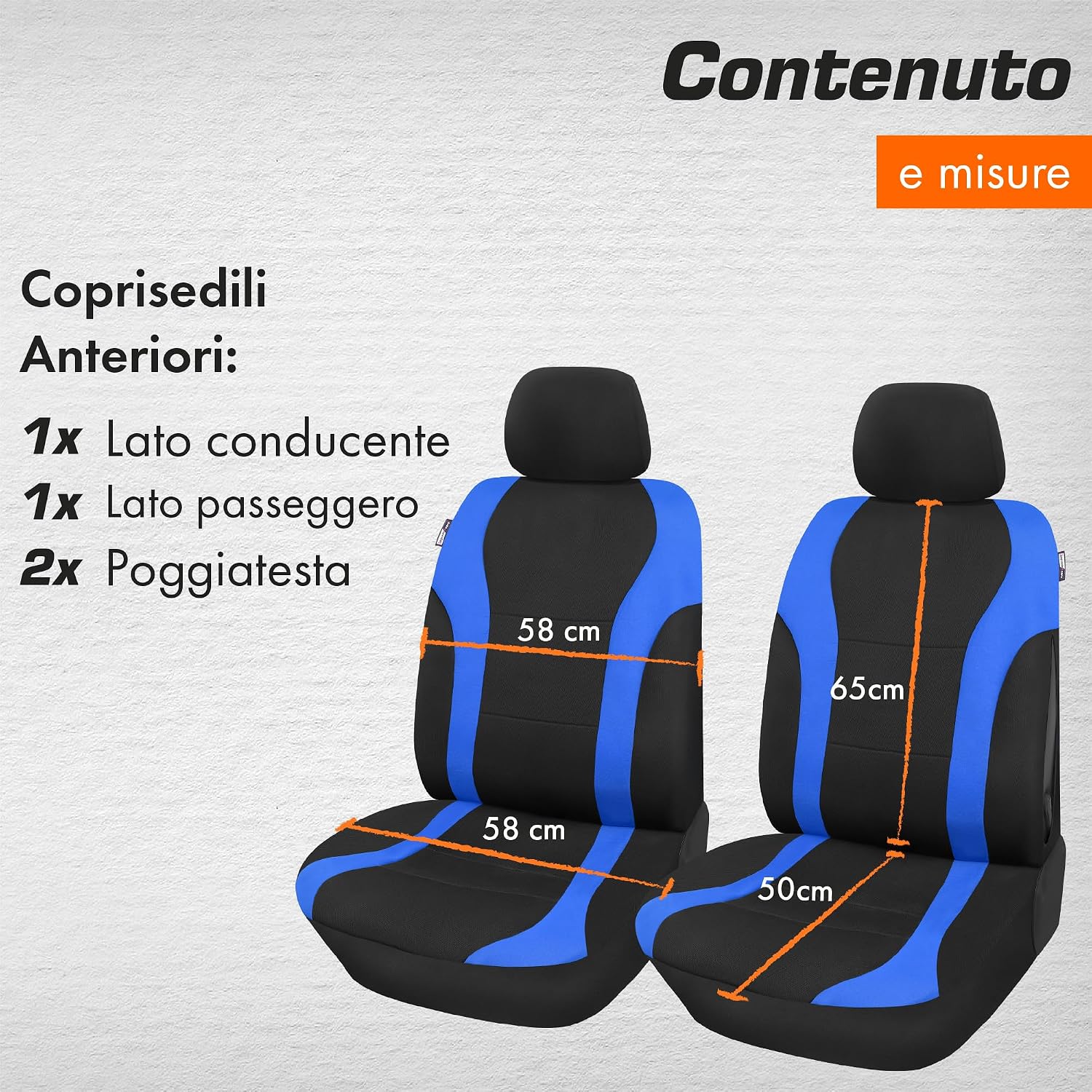 Thumbnail 3 de Upgrade4cars Coprisedili auto anteriori universali nero/blu (set da 4 pezzi con copri-poggiatesta)