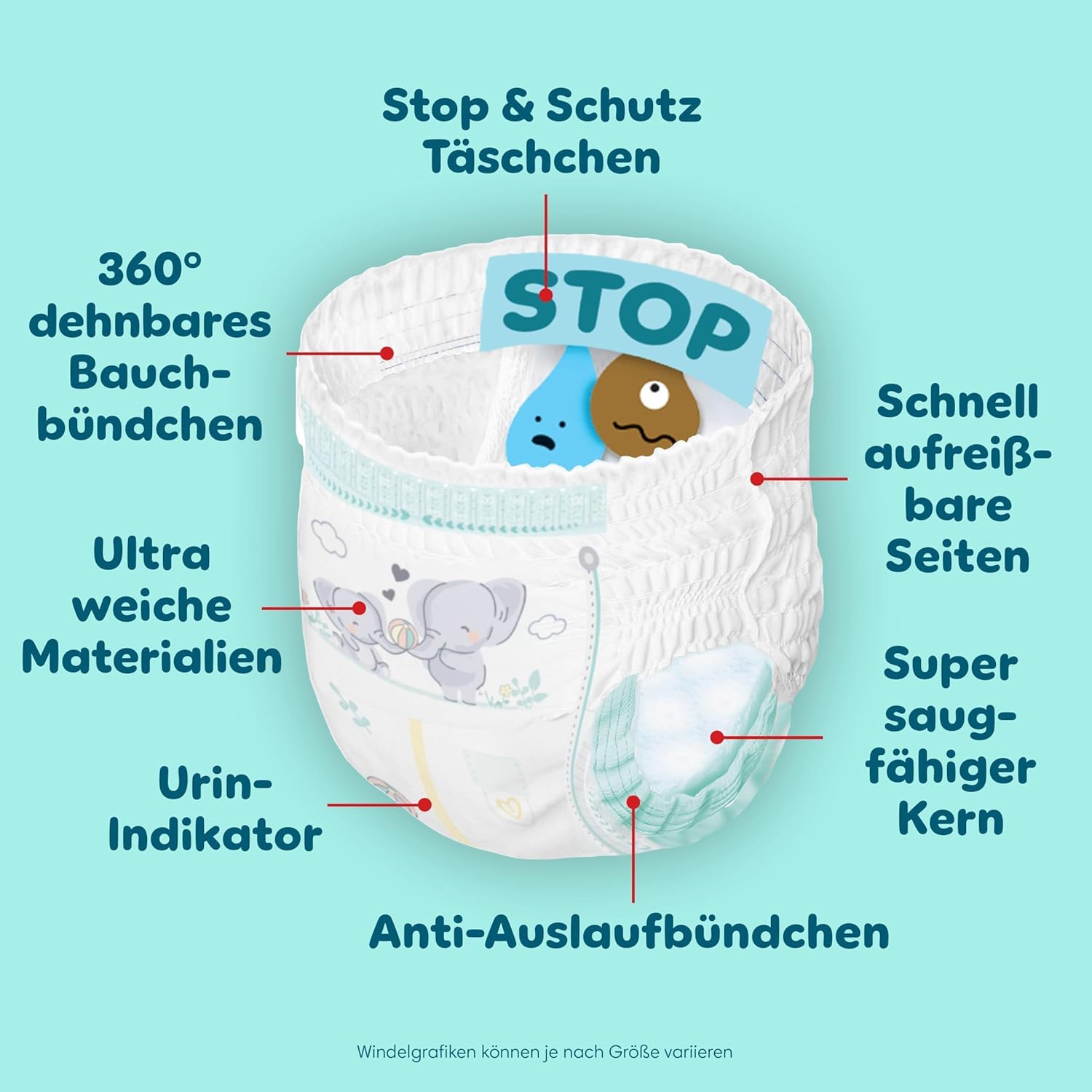Detalle de Pampers Premium Protection Pants Größe 5 – 164 Windeln (11–17 kg) mit 360° Passform