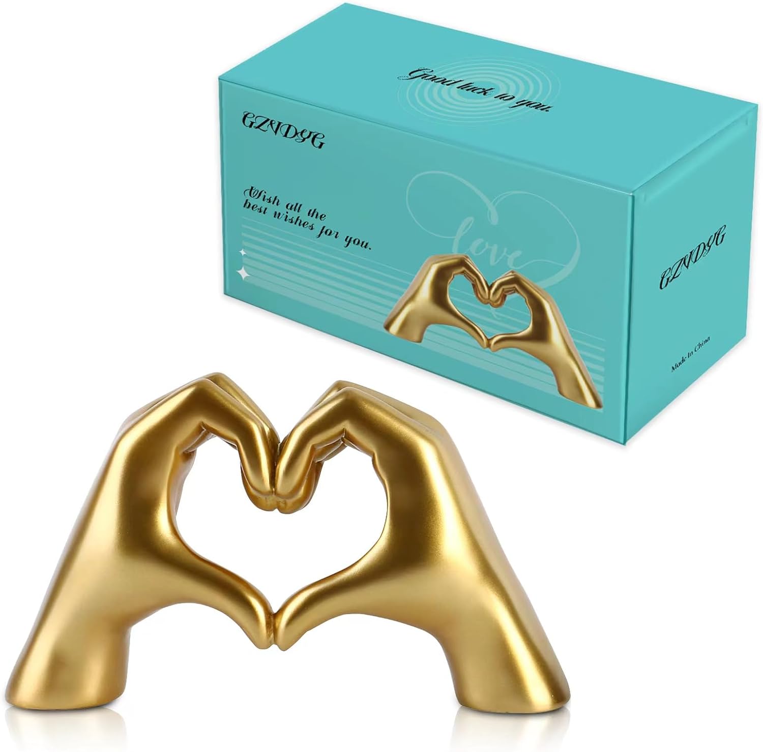Thumbnail 6 de GZVDYG Large Gold Heart Hands Sculpture – resin heart-hands ornament & jewellery holder for music lovers