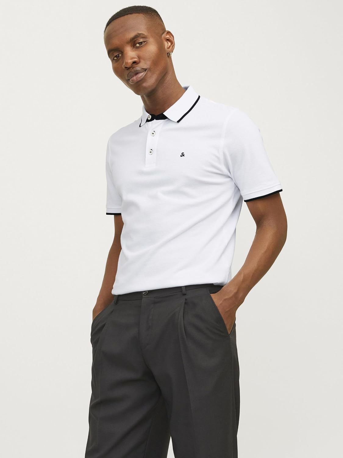 Detalle 2 de JACK & JONES Jjepaulos Polo Slim Fit para hombre en blanco (White Detail)