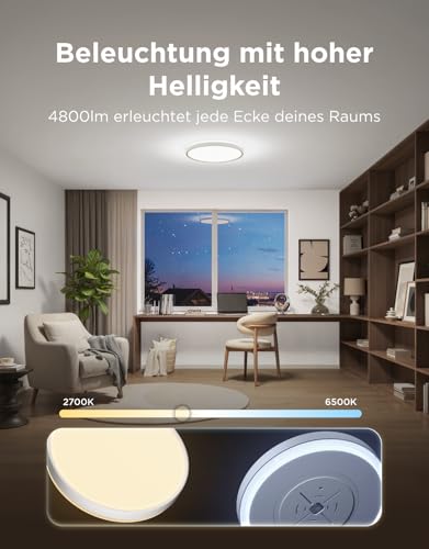 Detalle de Govee RGBICWW Deckenlampe Pro55W: 4800 lm, 45,5 cm Durchmesser, dimmbar