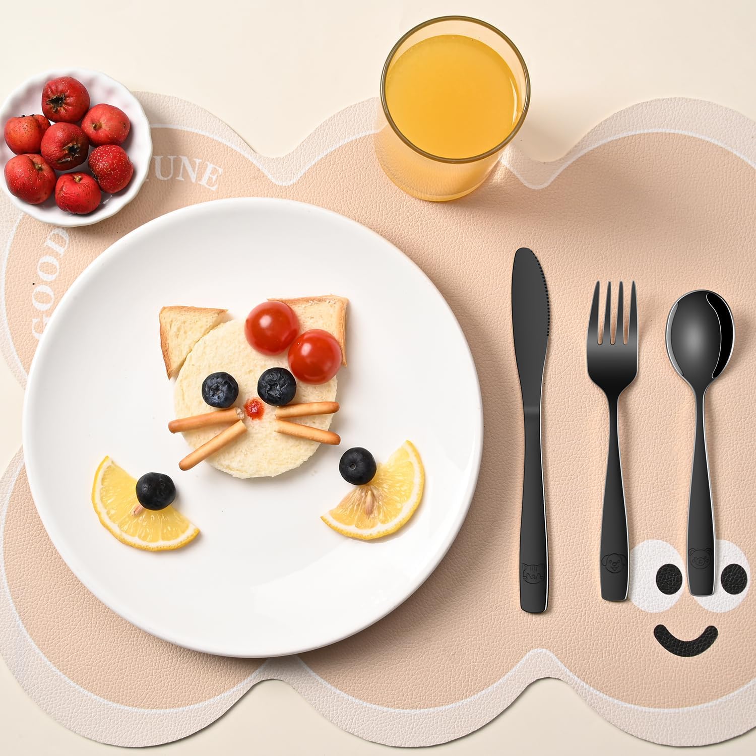 Detalle 2 de Dehov Black Kids' Silverware Set, 12-Piece Stainless Steel, Dishwasher Safe