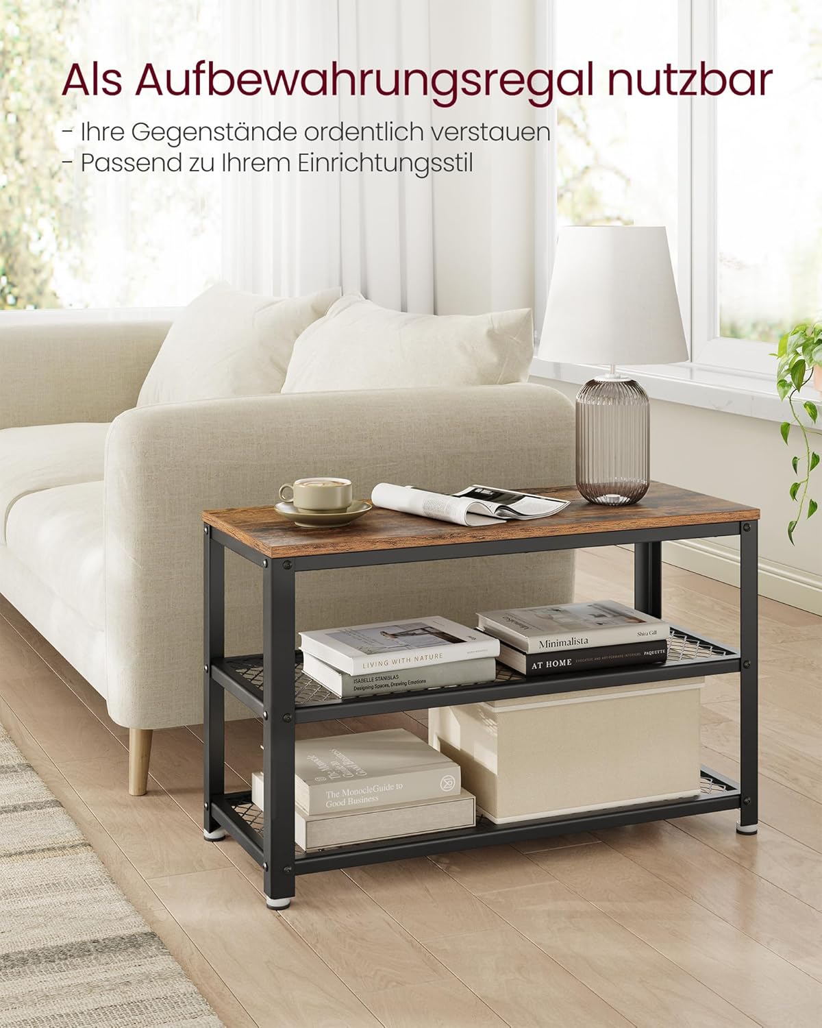 Thumbnail 6 de VASAGLE Schuhbank LBS73X – Schuhregal mit 2 Gitterablagen, 30 x 73 x 45 cm, industriell vintagebraun-schwarz