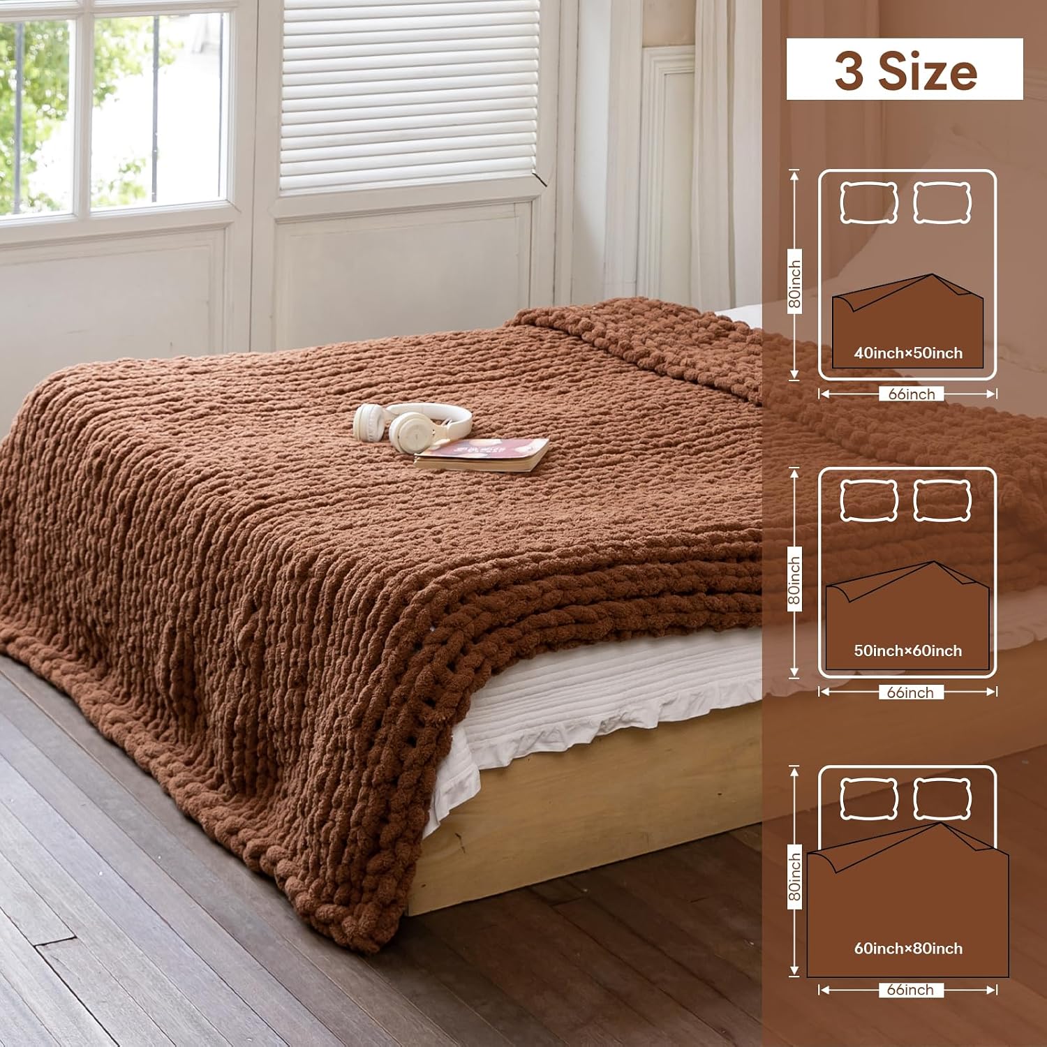Detalle de Larexius Chunky Knit Blanket - 40 x 50 Luxury Woven Knit Throw