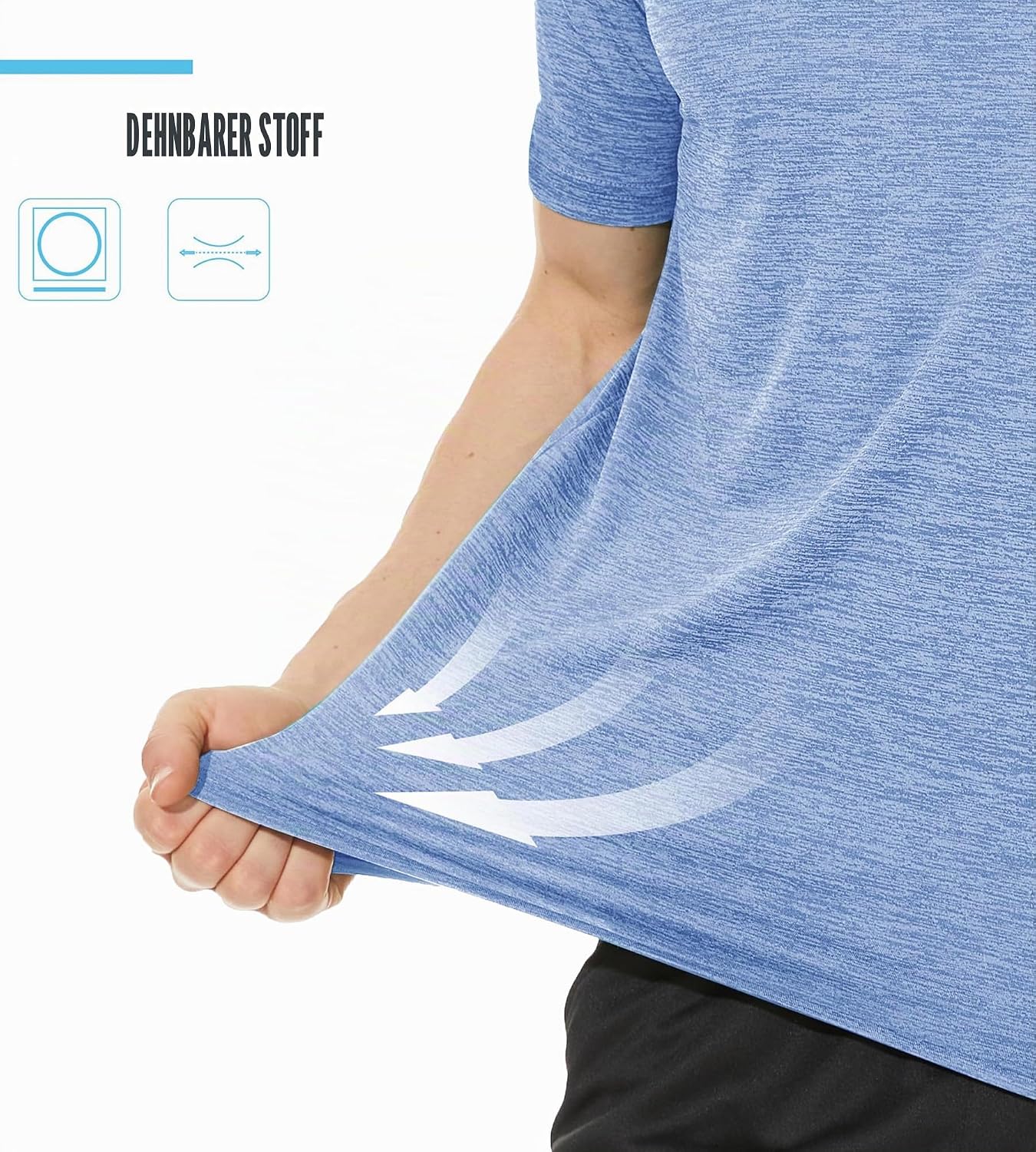 Detalle de TACVASEN Herren Meliert Sport-T-Shirt Kurzarm mit reflektierenden Streifen