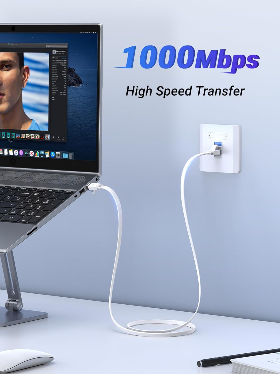 Detalle de UGREEN Ethernet Cable 10M flat CAT6 for Gigabit
