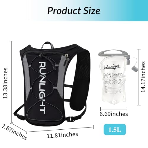 Thumbnail 1 de Runlight Gilet de course G220 (noir) – gilet d’hydratation ajustable avec poche d’eau 1,5 L